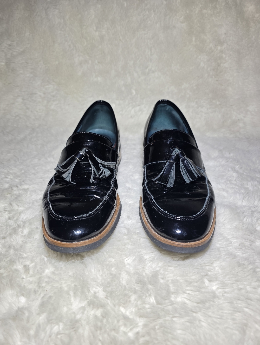 Karston France Black Patent Leather Tassel Loafers Womens 6.5 (EU 37) - Picture 4 of 8